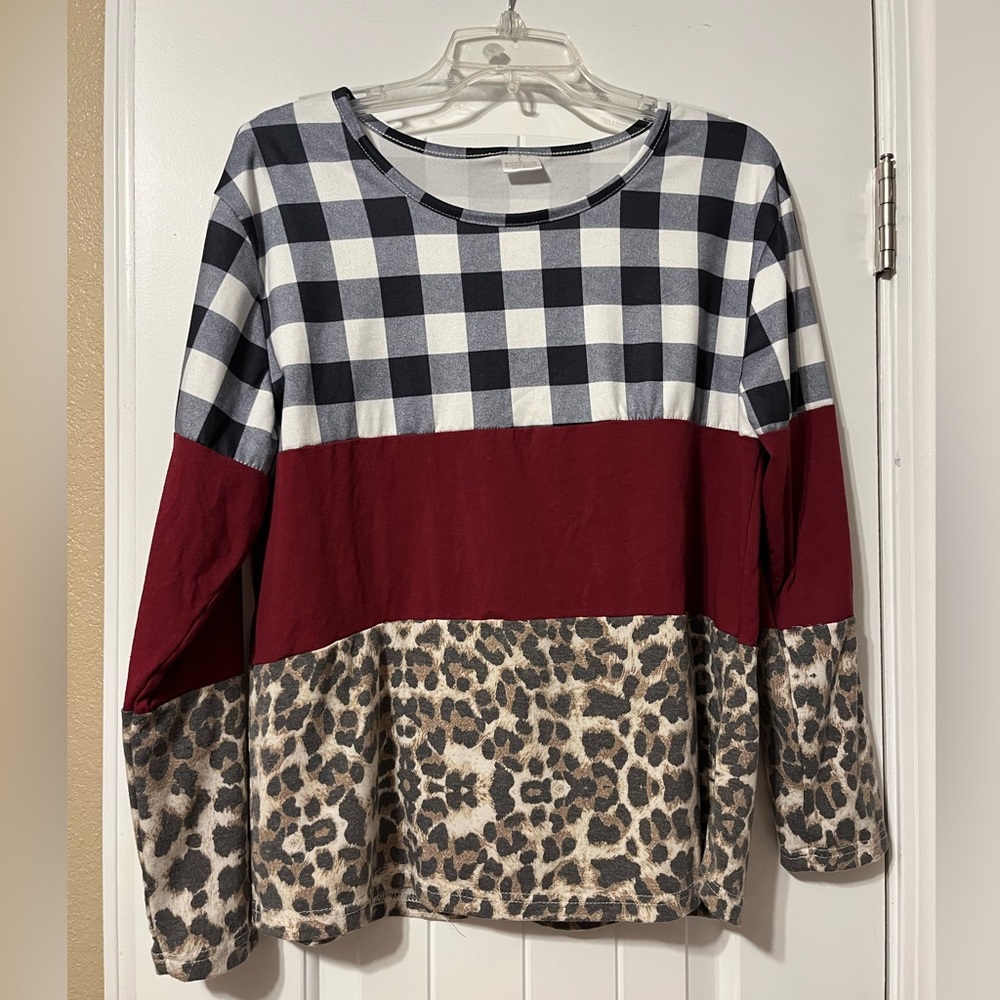 Leopard and Buffalo Plaid Comfy Pullover